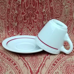 Syracuse China Econo-Rim Cardinal Small Tea Cup & Saucer EUC